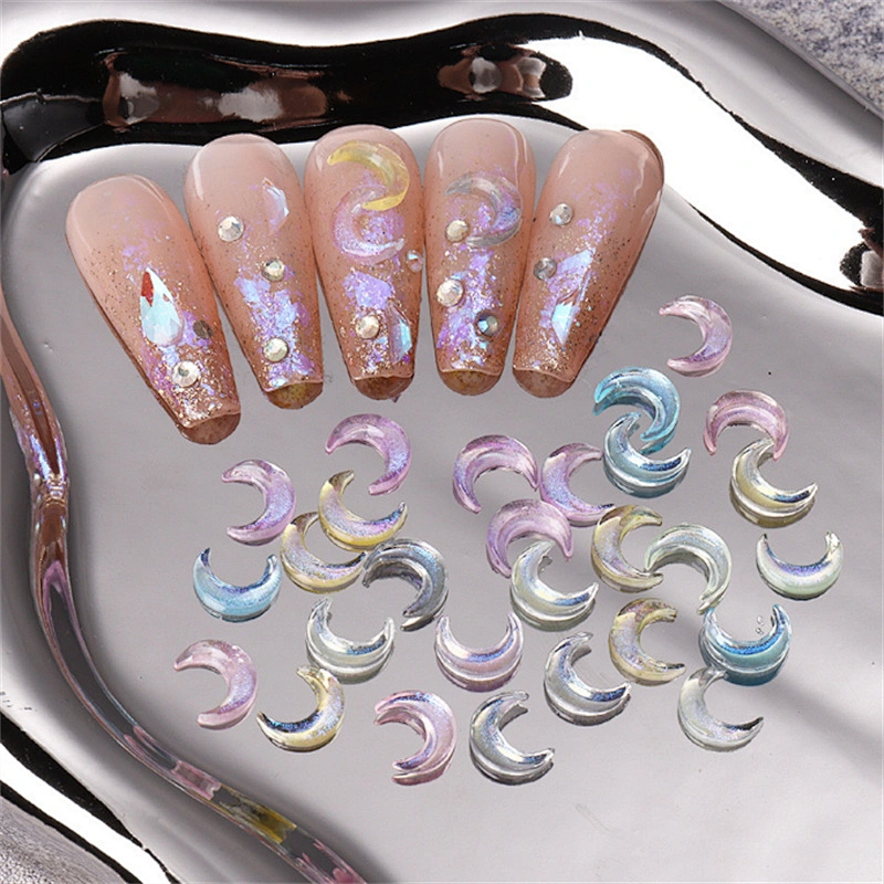 Opal Glitter Shiny Resin 3D Moon Decoration
