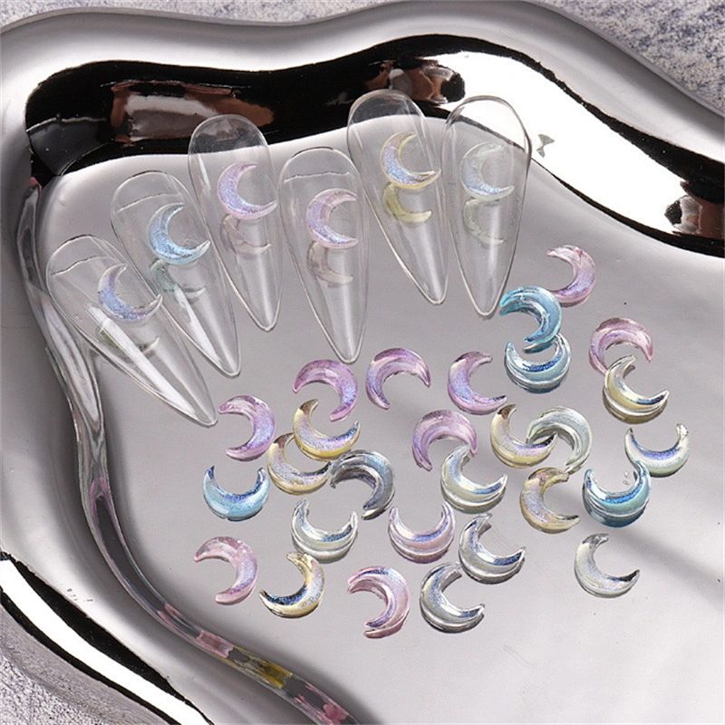 Opal Glitter Shiny Resin 3D Moon Decoration